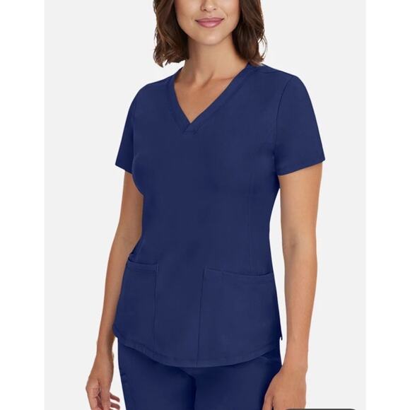 healing hands Tops - HH Works Healing Hands Monica V Neck Scrub Top 2X Stretch Medical Comfort Navy